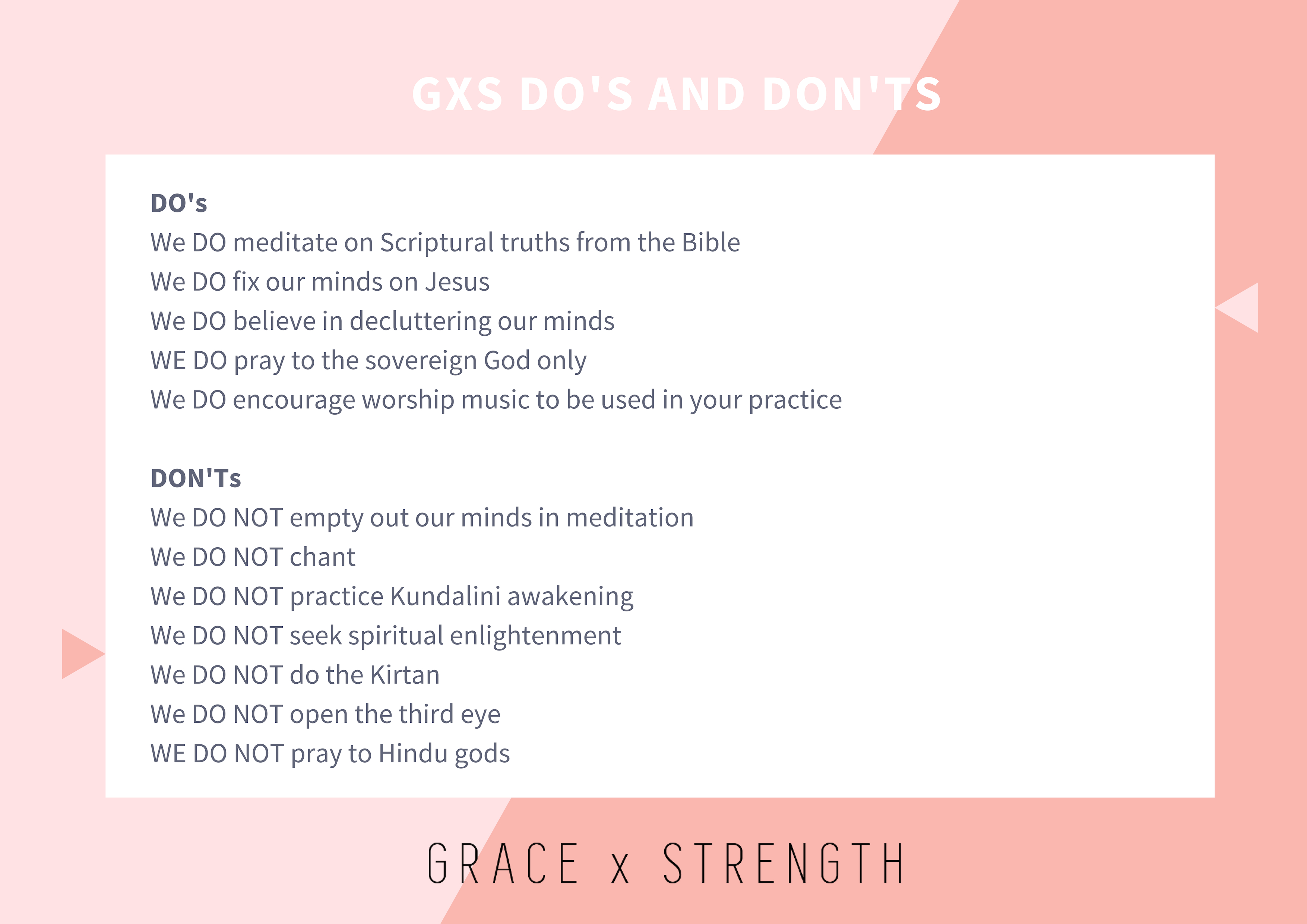 Grace x Strength DO’s & DON’T’s